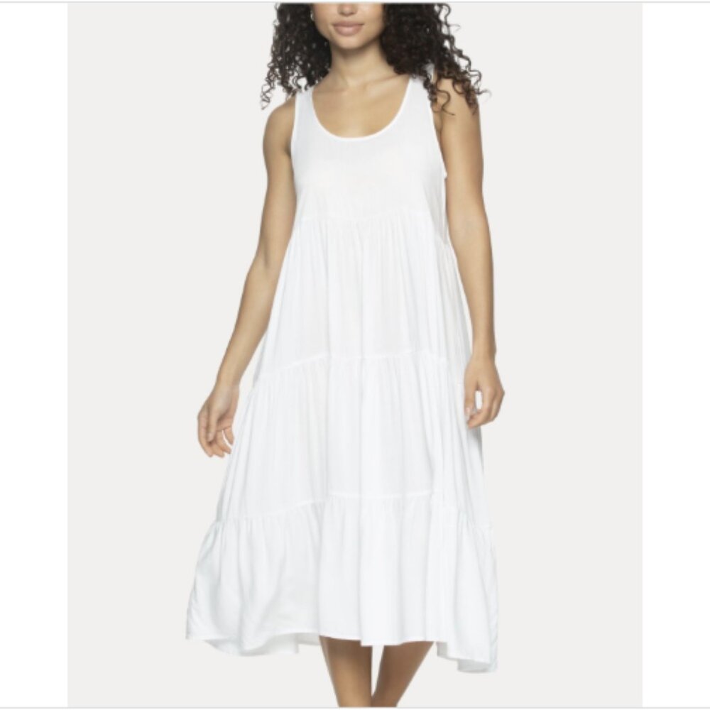 Felina Women's Isabelle MIDI Flowy Dress, White, NWT